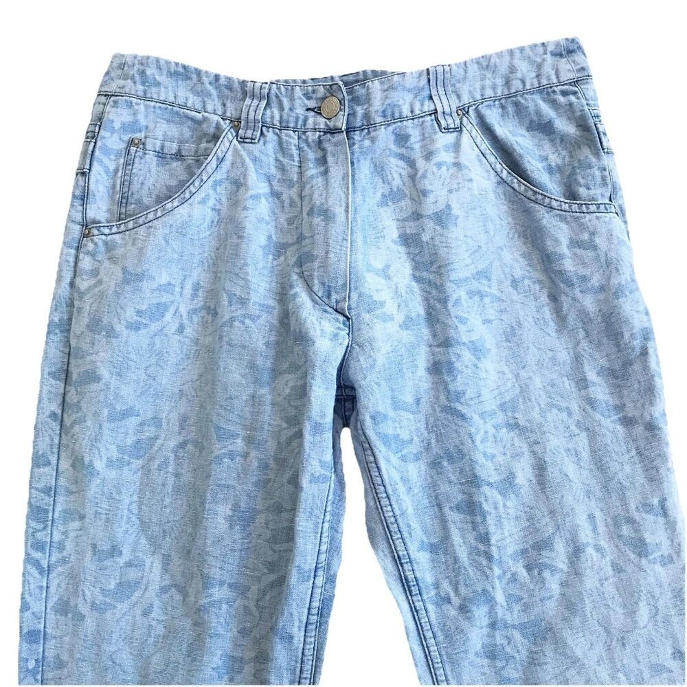 Isabel Marant Etoie Light Blue Floral Cotton Linen Jeans EUR Size 38 US 27/28 - Picture 3 of 10
